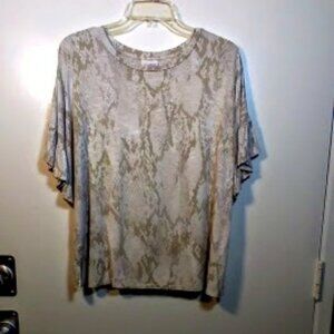 Lu La Roe Beige Snake print Top with Ruffle Sleeves Size: M